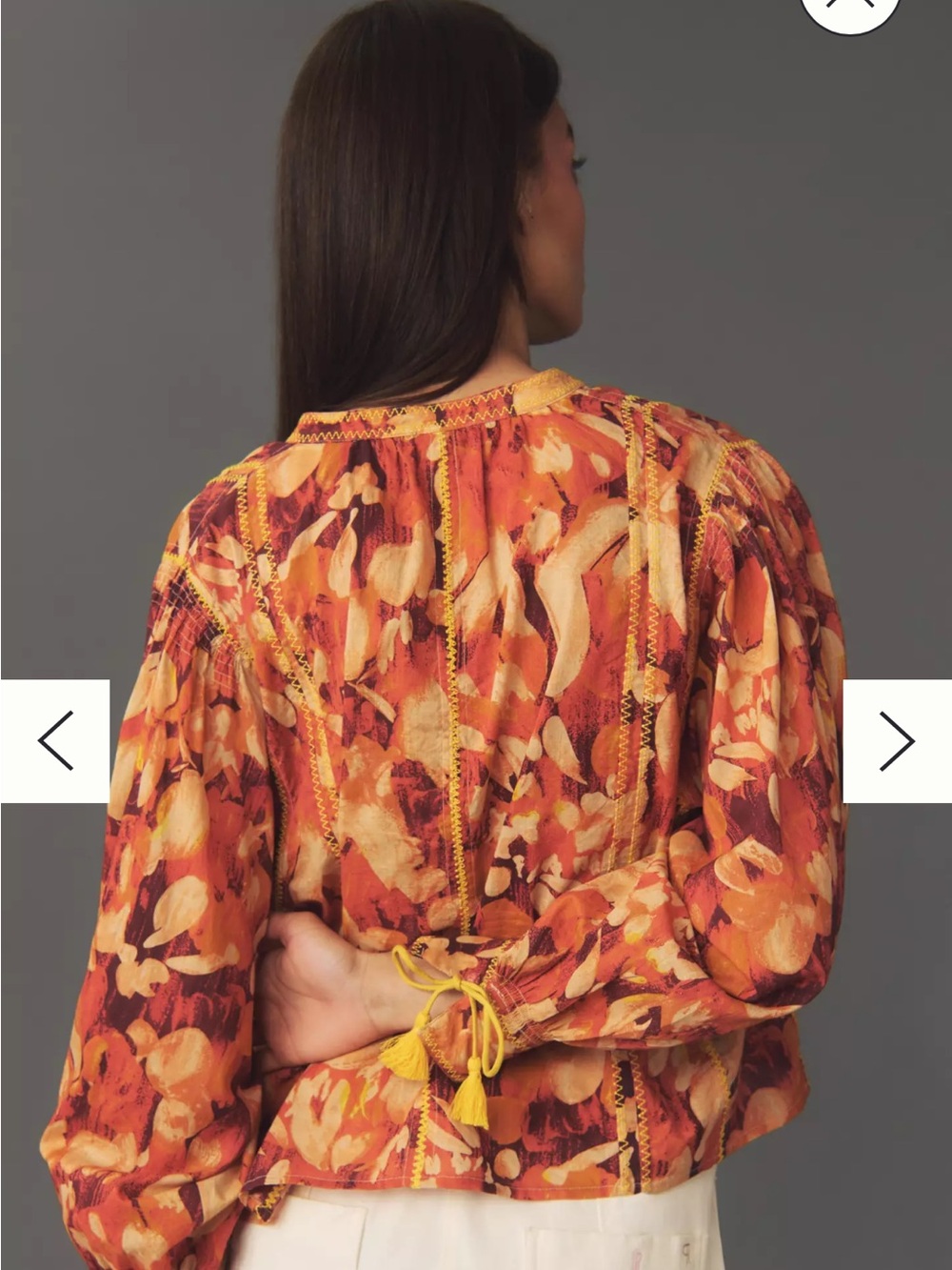 By Anthropologie Tassel Stitched Blouse - Picture 2 of 10